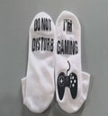 3D letter printing cotton dispensing socks in black, short tube style, 20x5cm size