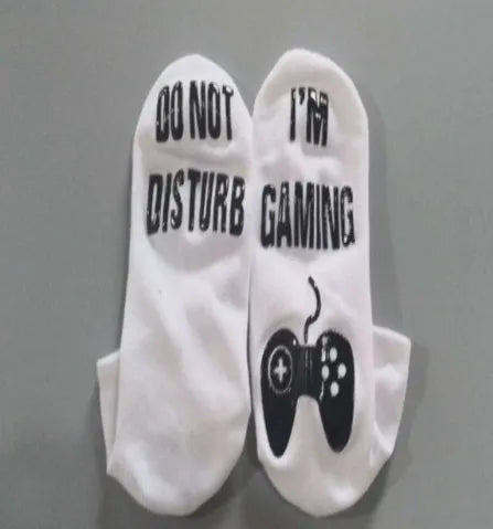 3D letter printing cotton dispensing socks in black, short tube style, 20x5cm size