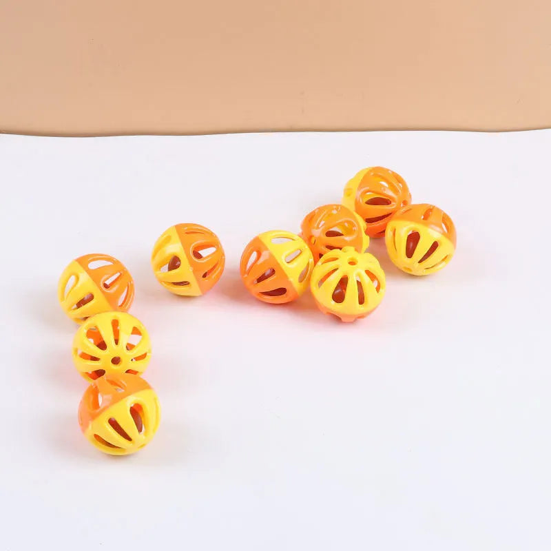 Plastic bell ball pet toy with hollow round shape and about 3.5cm diameter for cats, dogs and hamsters
