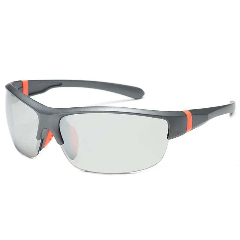 Men's windproof athletic sunglasses with semi-frameless frame for cycling and outdoor sports