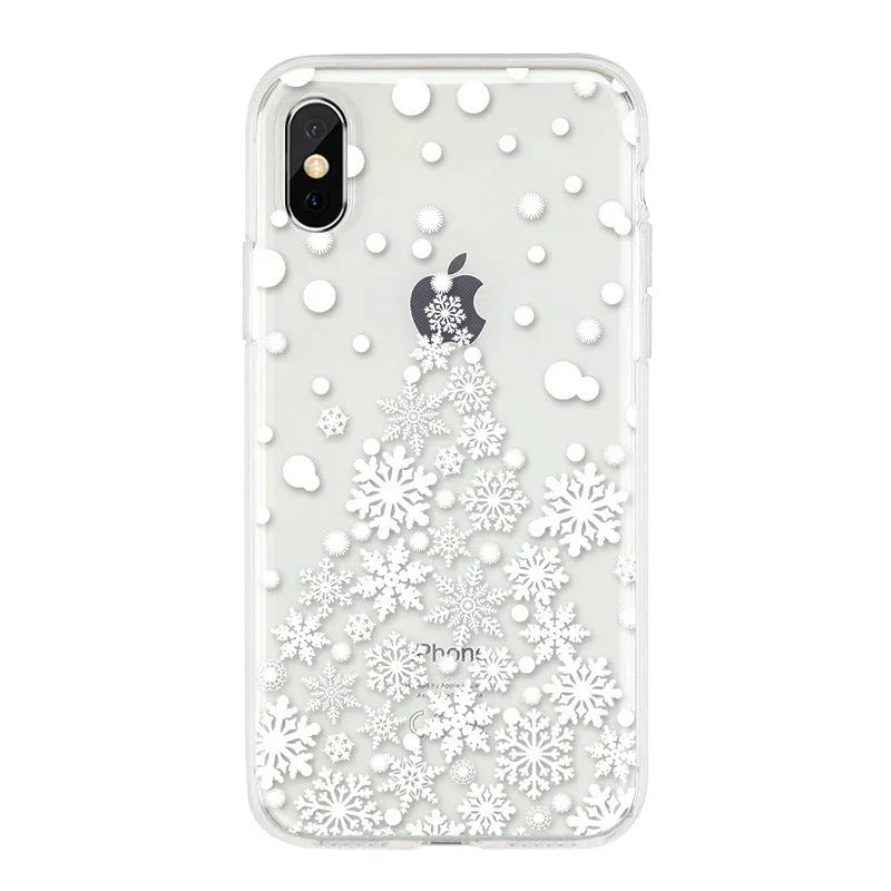 Christmas snowflake elk TPU phone case for iPhone, cartoon design, blue flower colour option