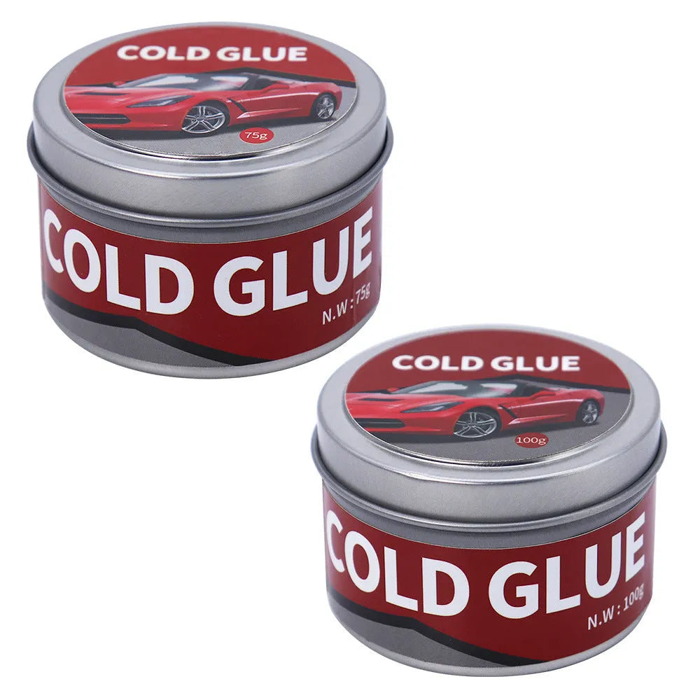 Tube of specialised cold glue for automotive paintless dent repair (PDR) on a car panel.