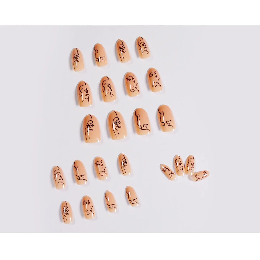 Waterproof detachable fake nail patches 24pcs in Hot Girl style with glue in paper box packaging