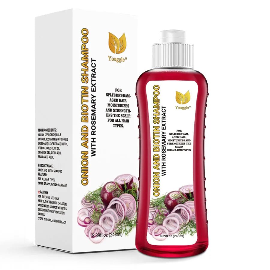 Anti-hair loss red onion and biotin shampoo 248ml bottle for hair growth and strengthening