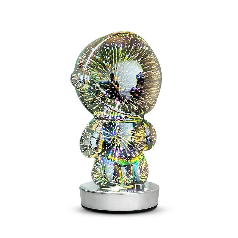 Fireworks astronaut 3D stereo astronaut touch control table lamp with glass shade and USB charging