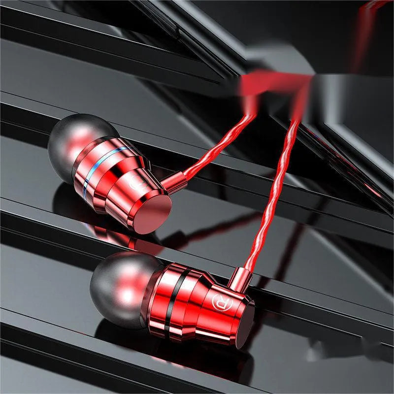 Metal wired earphones with 3.5mm plug, TPE cable, and metal housing in black finish