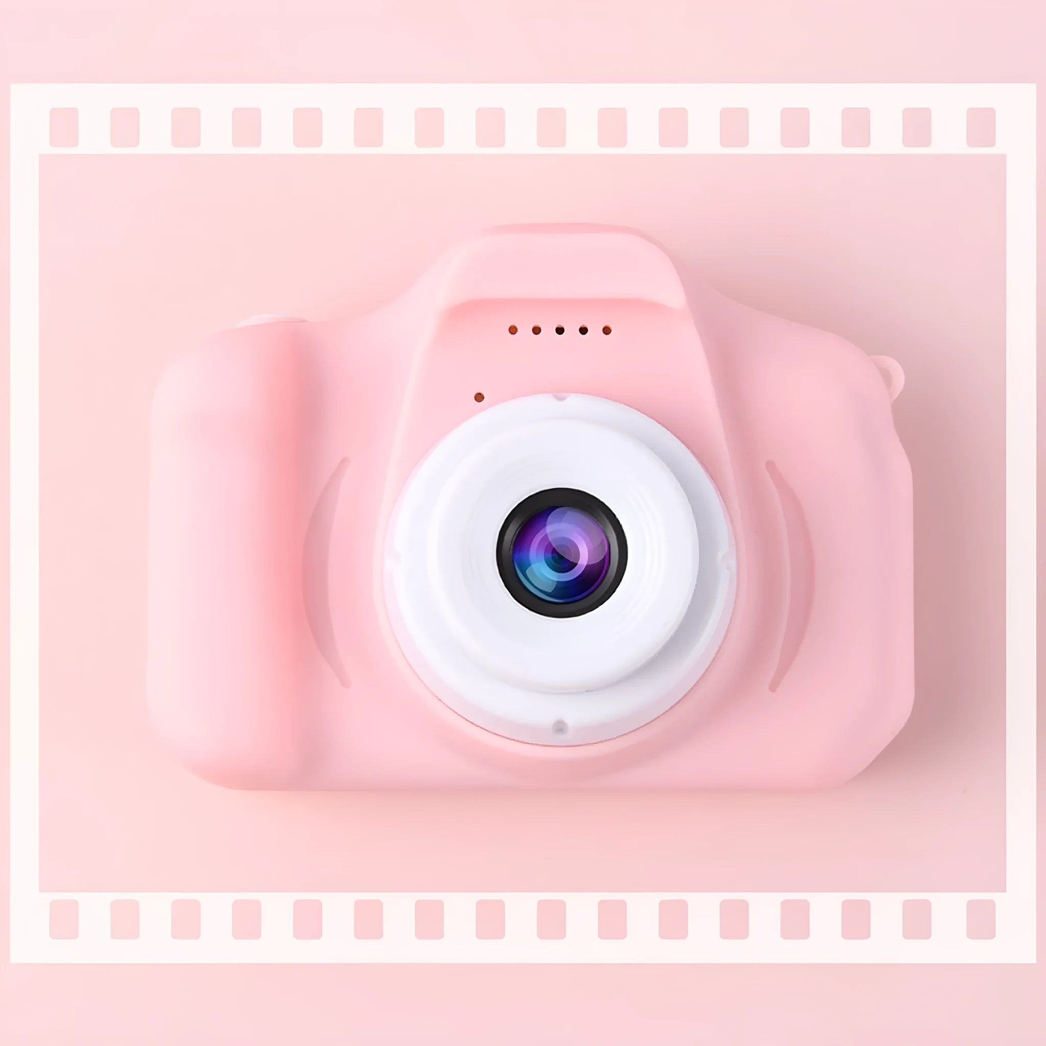 Children's digital camera toy in blue with photo, video, and sticker modes