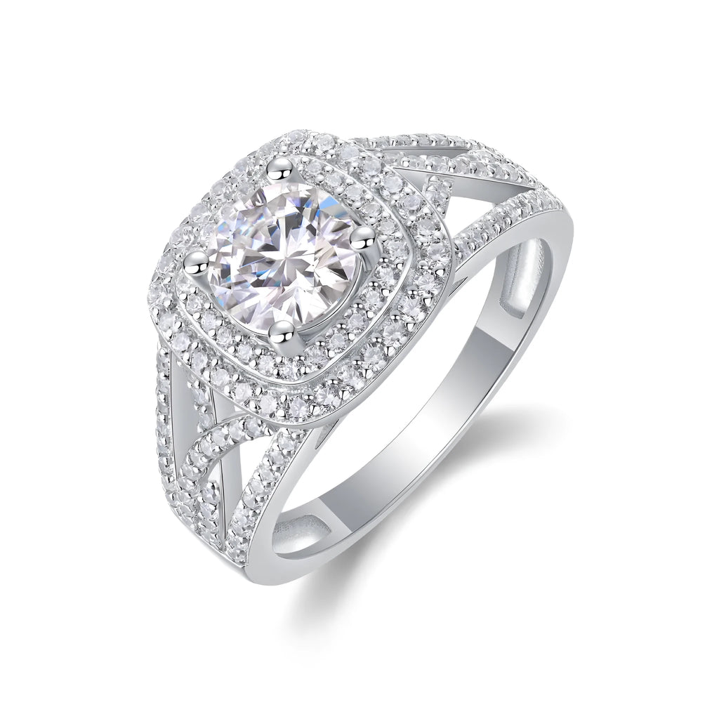 Supreme Charm moissanite wedding ring set 1 carat S925 silver platinum plated in gift box
