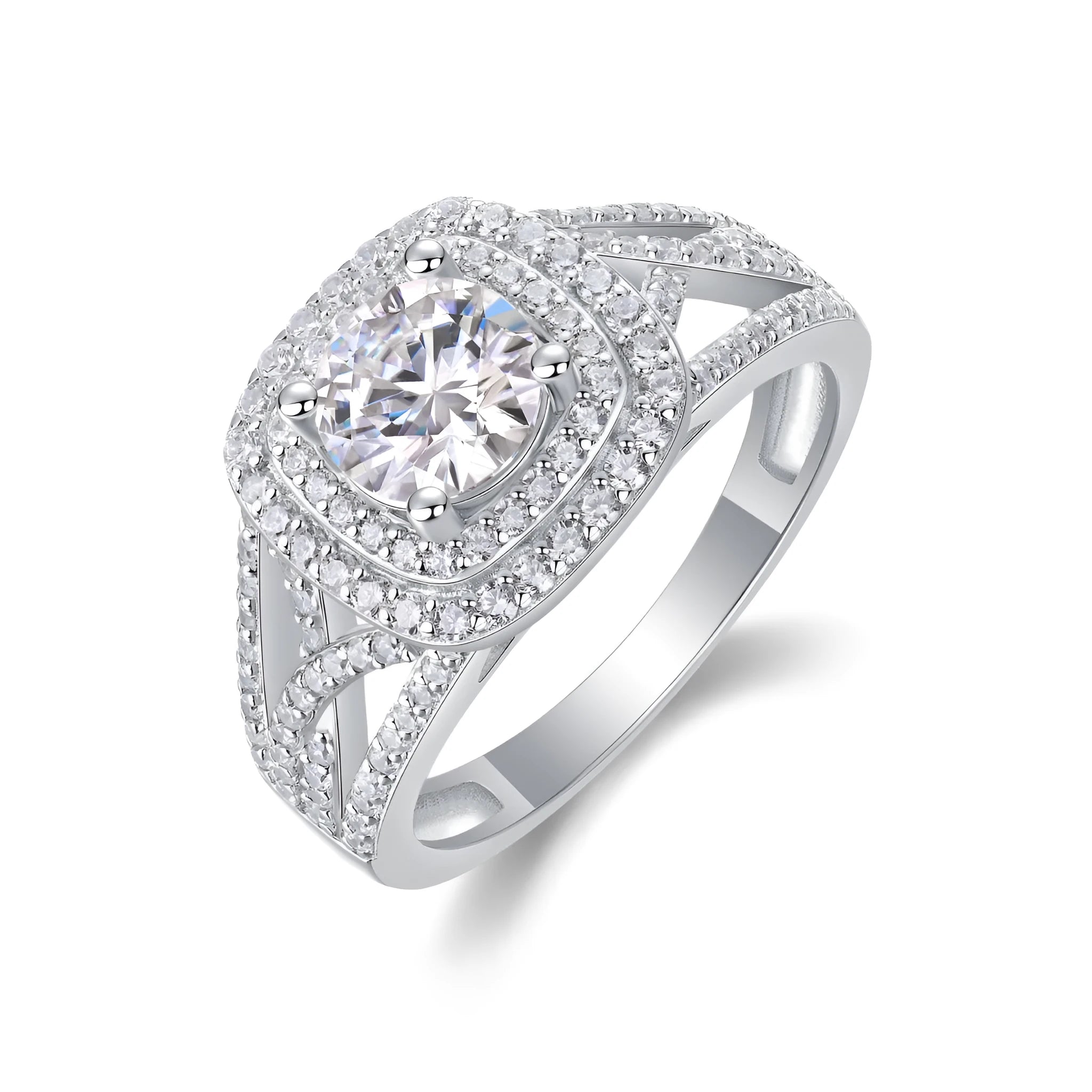 Supreme Charm moissanite wedding ring set 1 carat S925 silver platinum plated in gift box