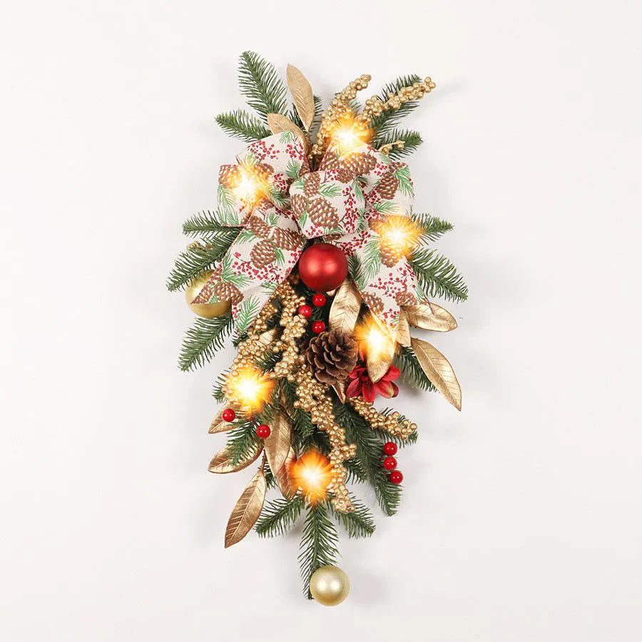 Plastic Christmas garland in American country style with optional lighting in four decorative variations