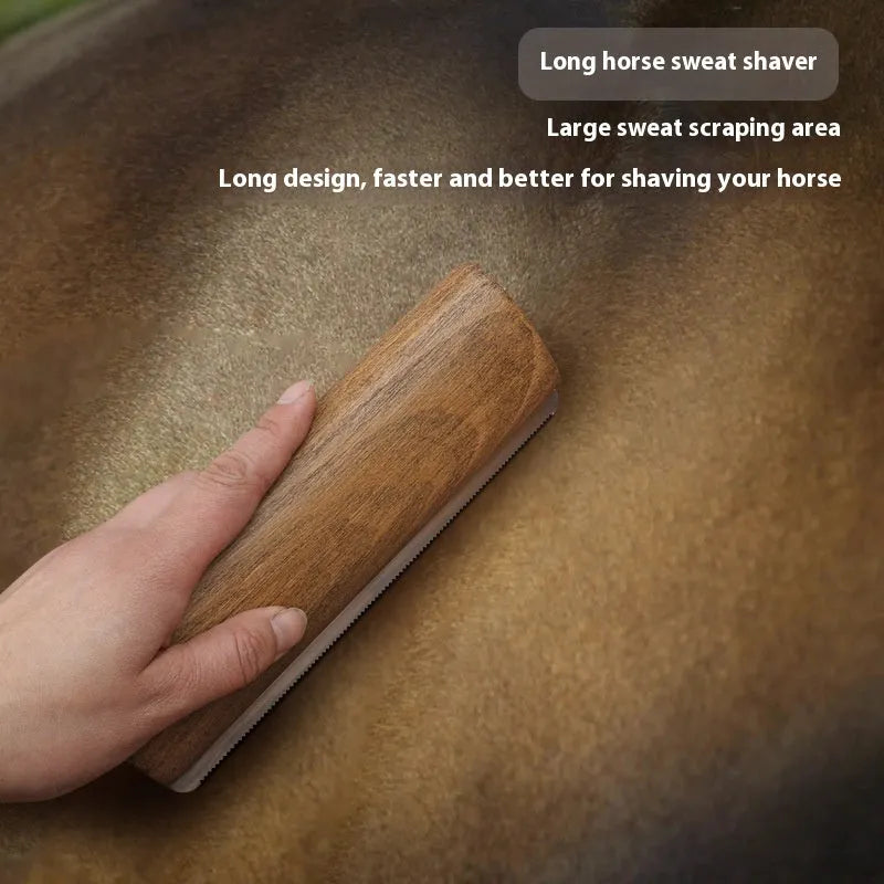 20cm solid wood serrated sweat scraper for horse grooming cleaning