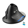 Wired ergonomic vertical snail-type mouse in black with 1.8m cable and 6 buttons