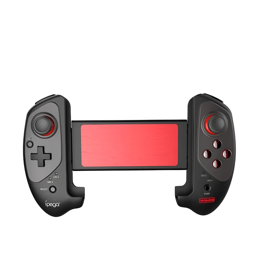 Red telescopic wireless gamepad controller extended with USB charging cable