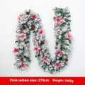 Christmas rattan garland with flocking texture in multiple colour options for festive decoration