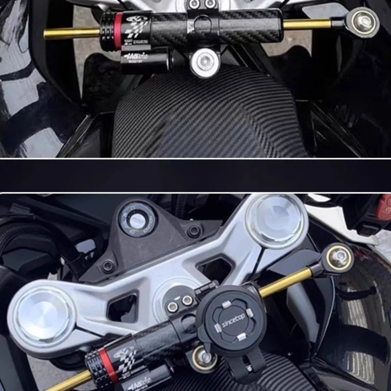 Titanium motorcycle steering damper bracket with adjustment dial for CFMoto 450SR/450SRS
