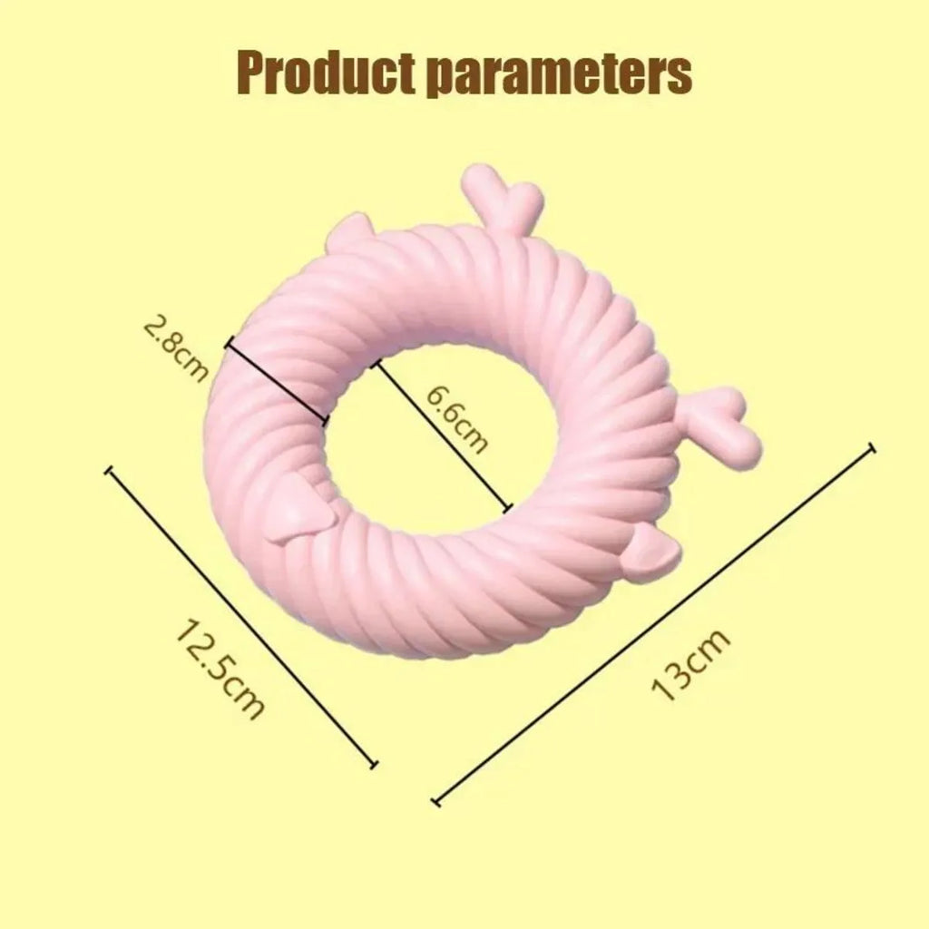 Deer-shaped TPR dog chew toy in light blue with spiral groove design for teeth cleaning.