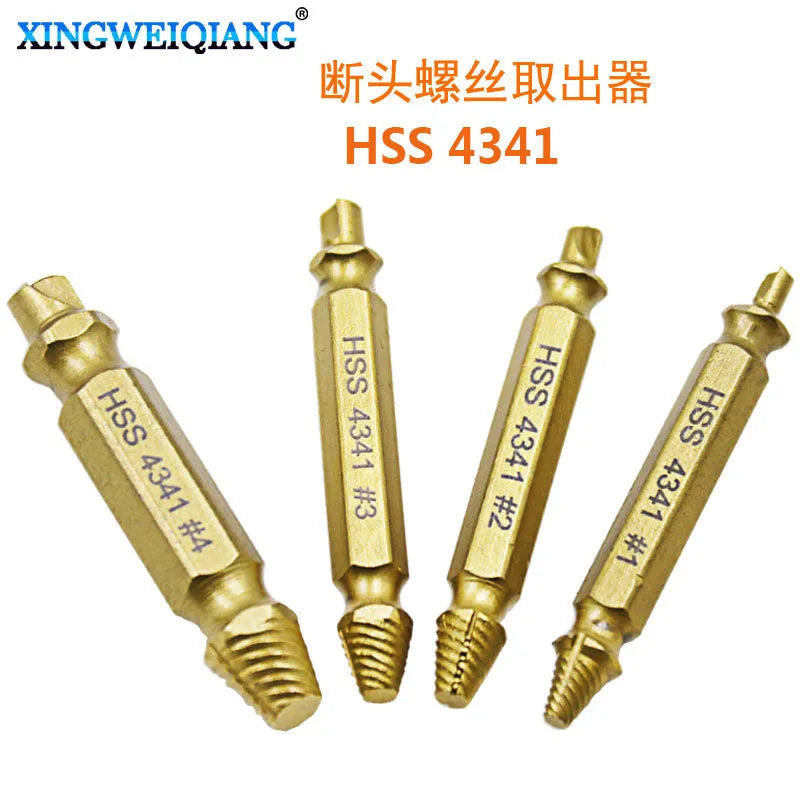 4341 high-speed steel screw extractor set for removing damaged screws