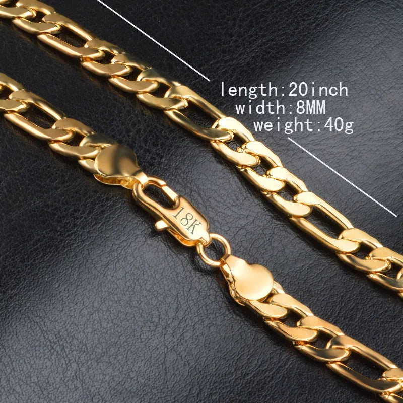Silver and gold 3:1 chain necklace and bracelet set on a display stand