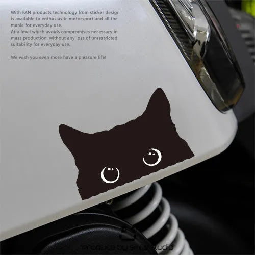 Cartoon black cat reflective waterproof car sticker 13x8.5cm on a vehicle panel