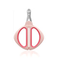 Blue cat nail clipper with a round positioning hole and non-slip handles on a white background.