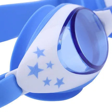 Children's anti-fog swimming goggles with PC lens in blue colour option