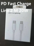 White British 20W USB-C PD fast charger with multiple cable length options including 1m, 1.5m, and 2m