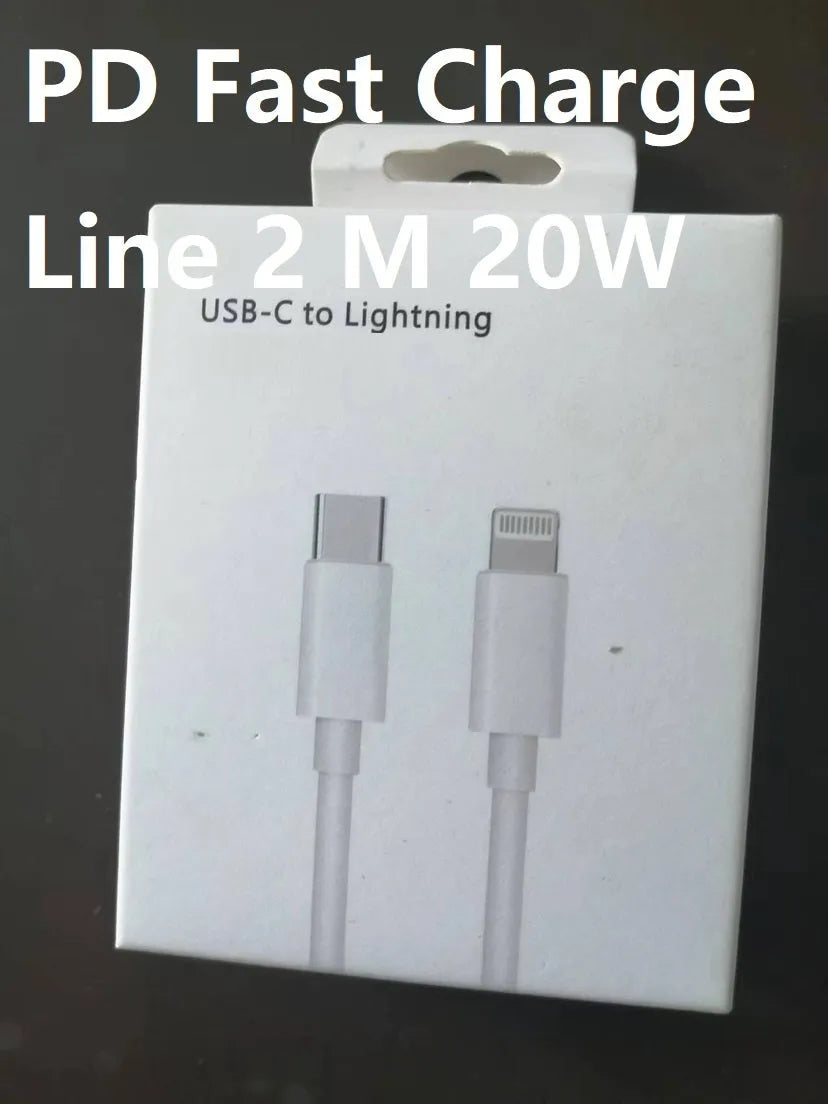 White British 20W USB-C PD fast charger with multiple cable length options including 1m, 1.5m, and 2m