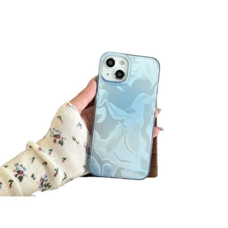 Gradient double layer water ripple TPU phone case in blue for iPhone 13 Pro Max