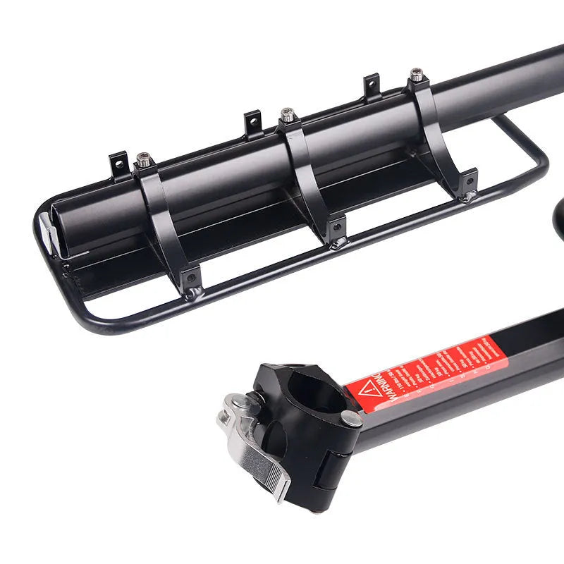 Black aluminium alloy bicycle quick release rear rack for 20 to 29 inch bikes with adjustable height and length