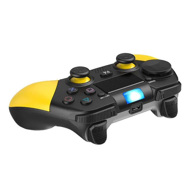 Blue Bluetooth game controller for PS4 with ABS body and vibration