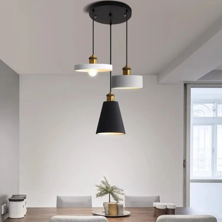 Simple Nordic style iron droplight chandelier for dining table or bedside in black colour option