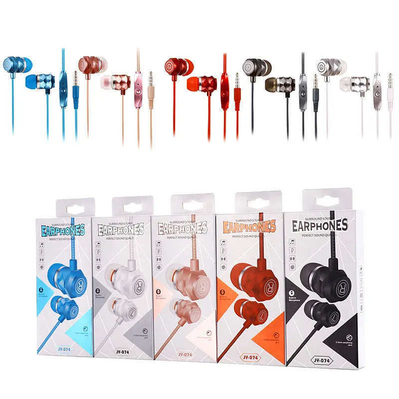 Wired in-ear headphones with microphone for PC, 3.5mm plug, black colour, 1.8m cable