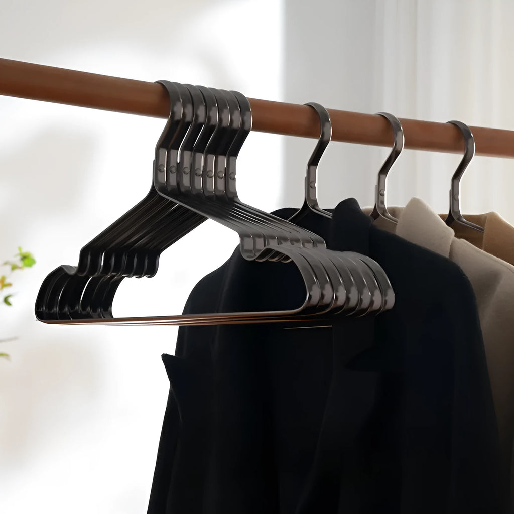 Elegant black non-slip anti-rust clothes hanger with a modern simplicity design.