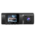 HD conjoined dual-lens car driving recorder in black with 170° wide angle, 12MP, windscreen mount