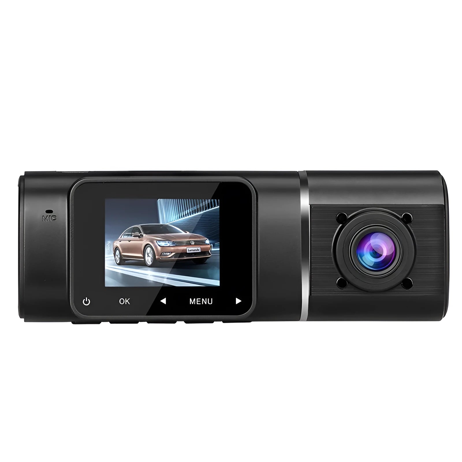 HD conjoined dual-lens car driving recorder in black with 170° wide angle, 12MP, windscreen mount