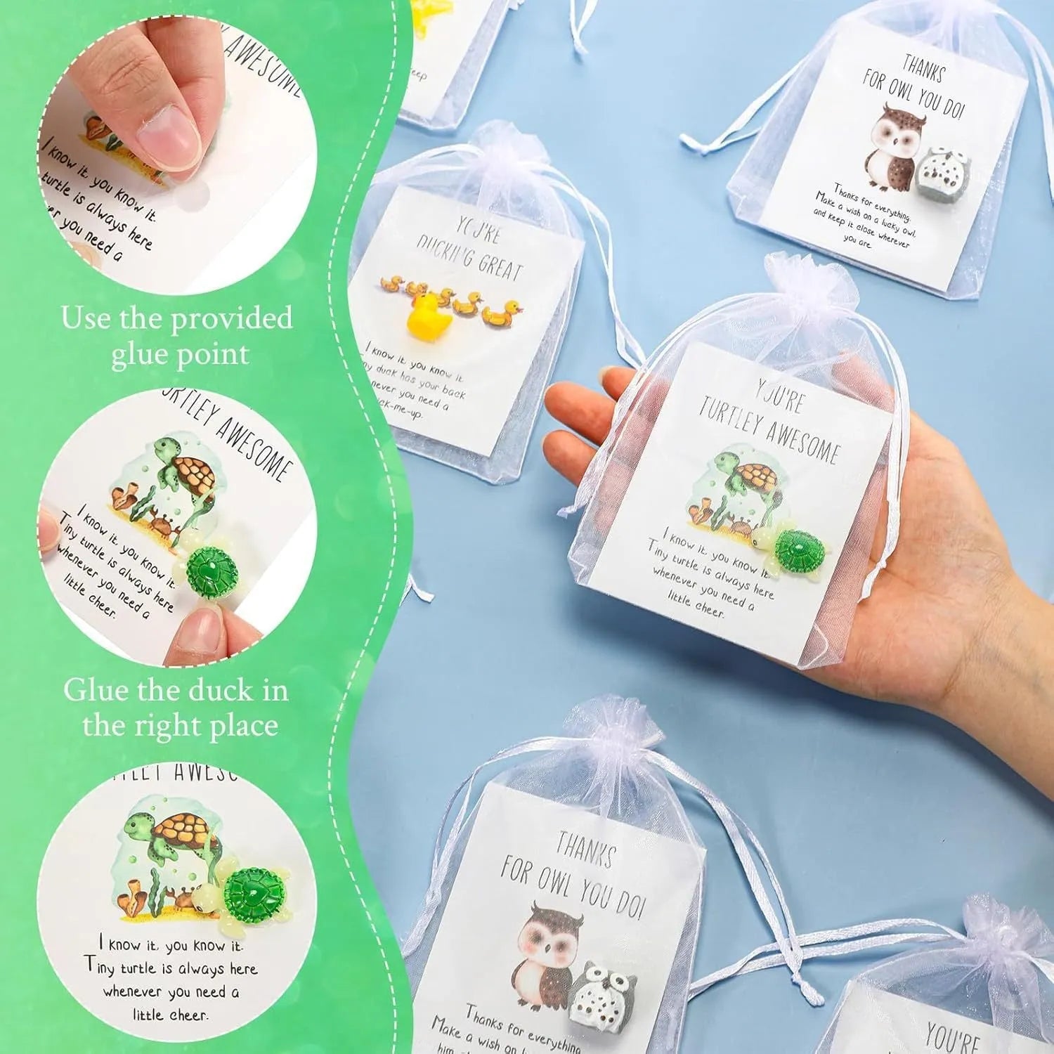 Resin motivational greeting cards with pun inspirational text in various set sizes