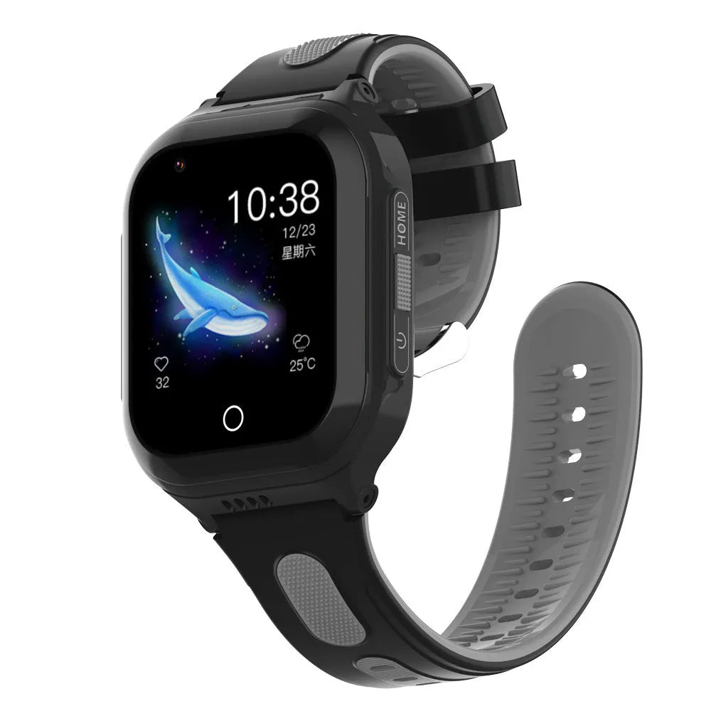 4G children's smart watch with video call, 1.4 inch screen, silicone strap, black colour option