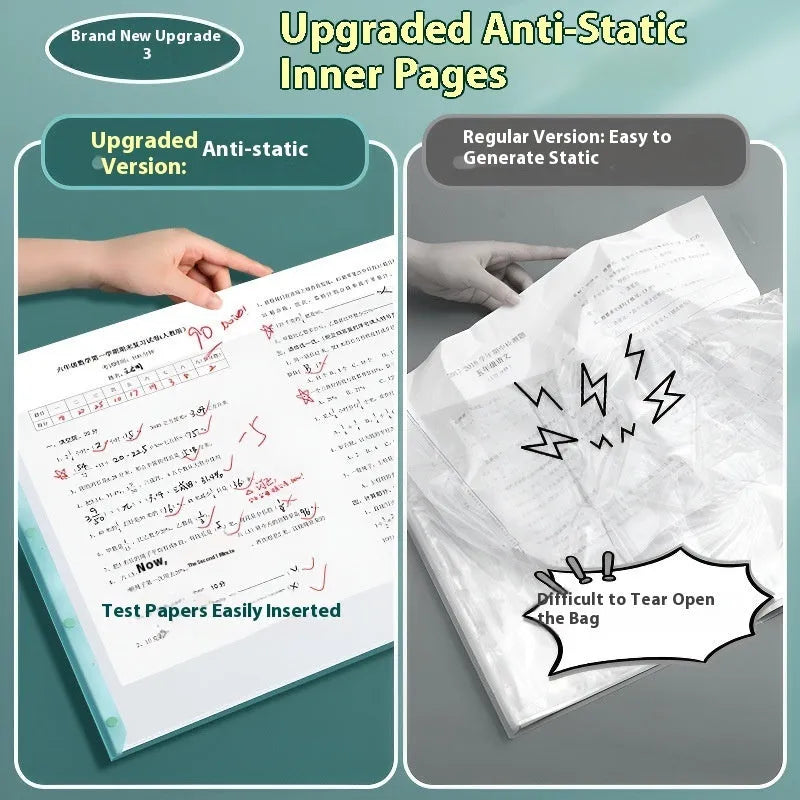 A3 test paper storage bag with multi-layer folder in translucent PP plastic for exam organisation