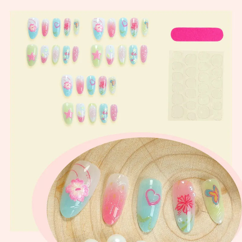 Women's 3D flower butterfly love nail sticker set plastic 30 bits various colours