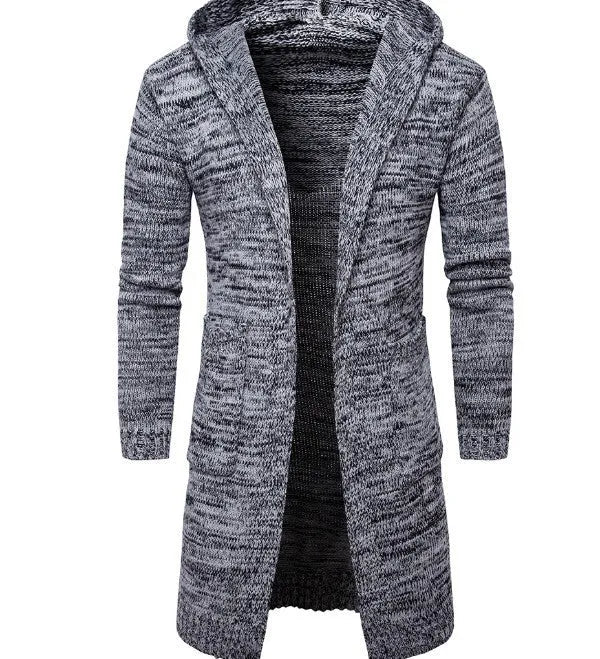 Men's new fashion wool blend cardigan sweater in Black with open front and button closure