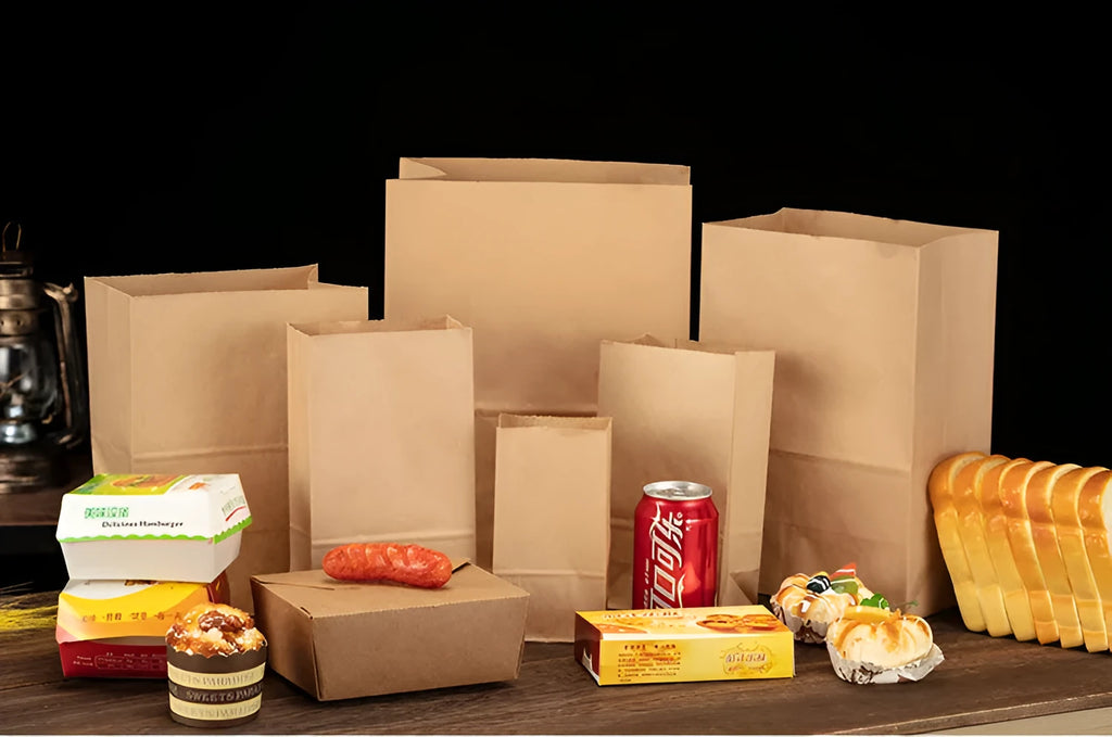 Yellow thickened kraft paper inner packaging bag with aluminium foil lining for snacks.