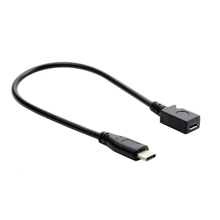 Micro female to Type-C male data cable 0.25m black for mobile phone