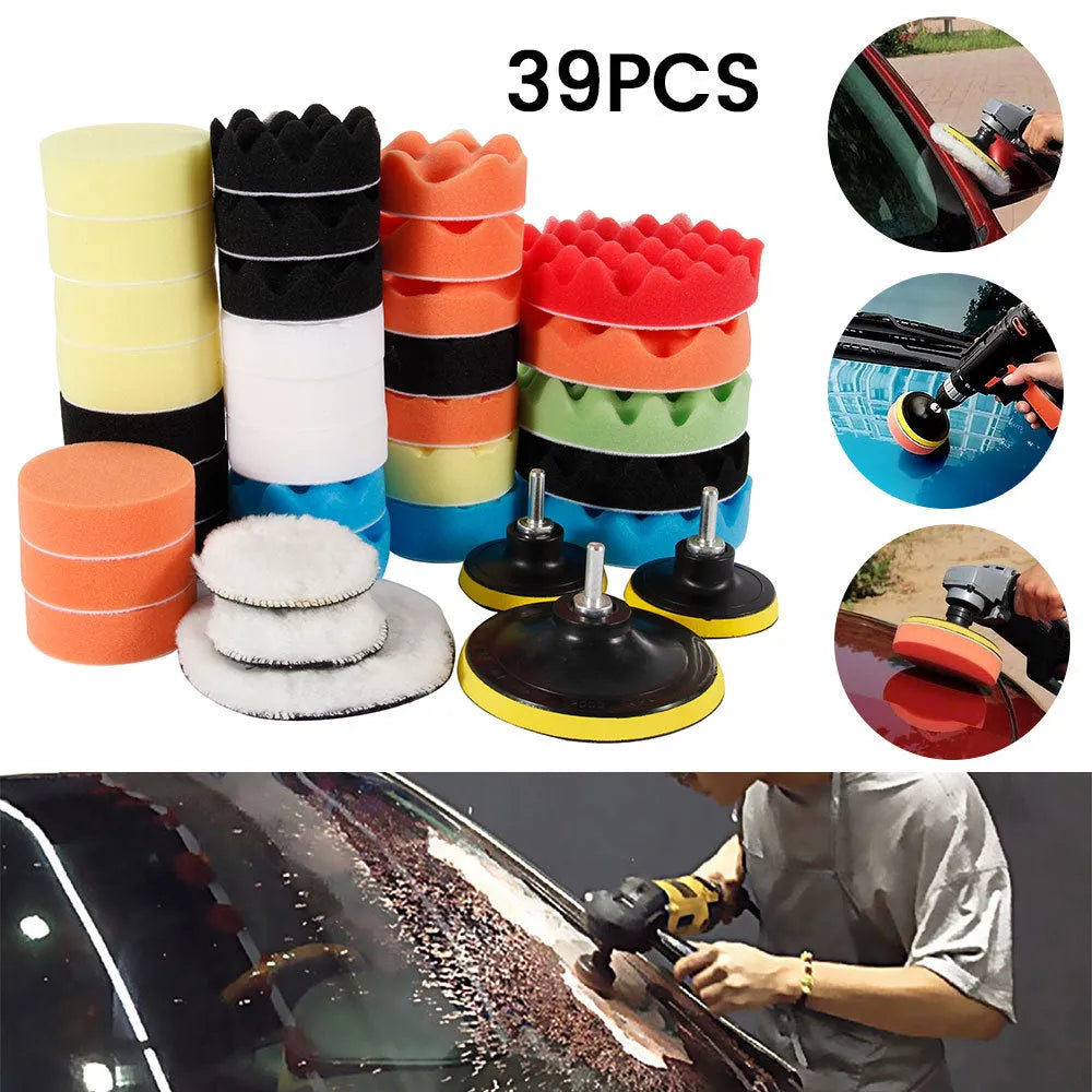Car Polishing Disc Wool Pad Flat Wave Sponge Wool Ball 80mm 3 Inch M10 Back Fleece for Auto Detailing