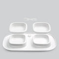 Cat Le Shi plastic double bowl for cats in milky white showing two compartments