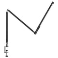 Aluminium LED desk lamp with clip mount and remote control dimmer in black finish