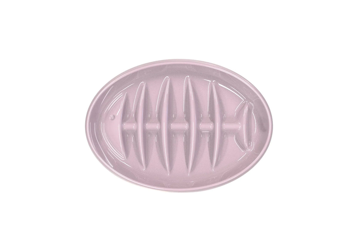 Green fishbone slow feeding plate for cats and small dogs, melamine material, 210mm size