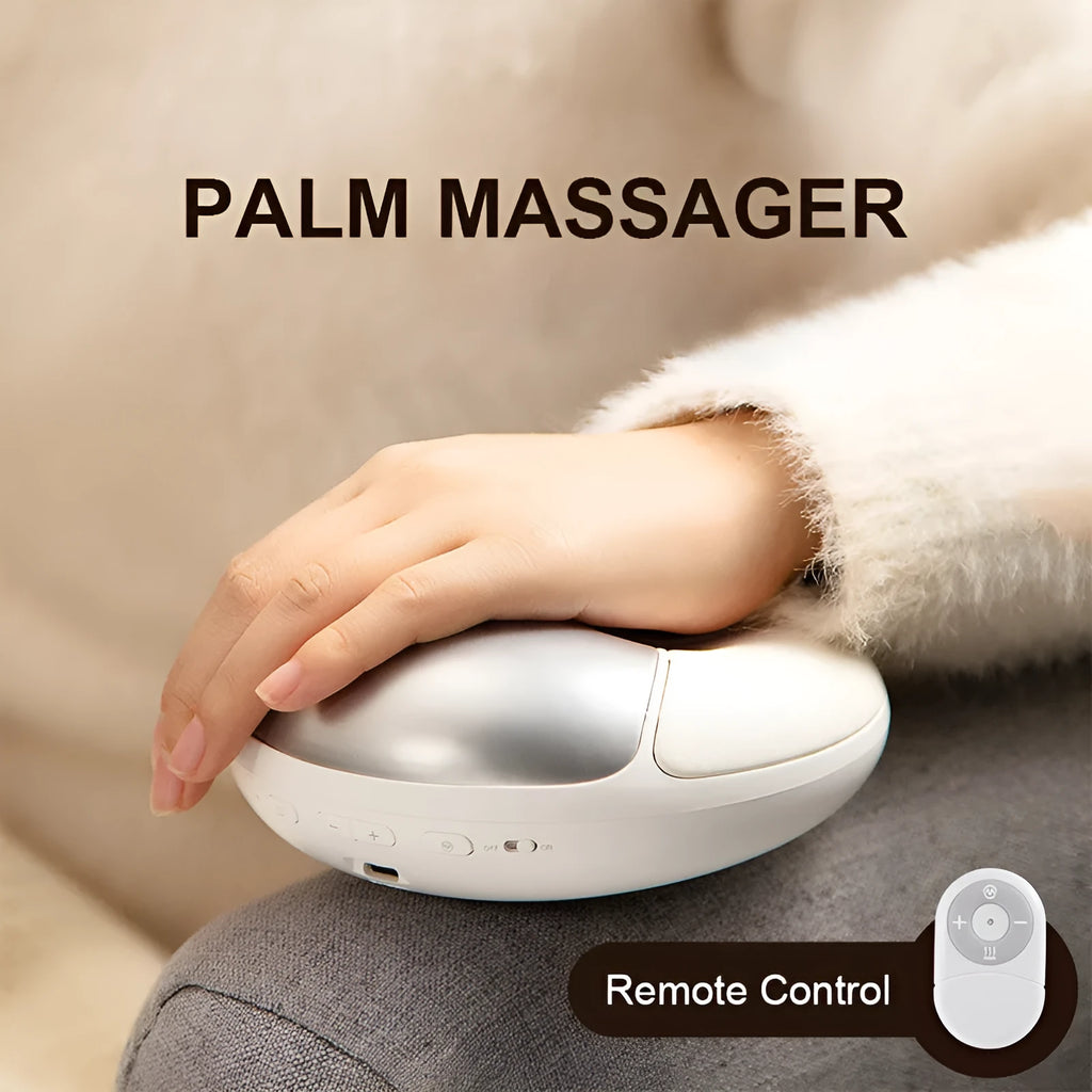 Smart electric hand massager in white with heating and pulse therapy functions for hand fatigue relief