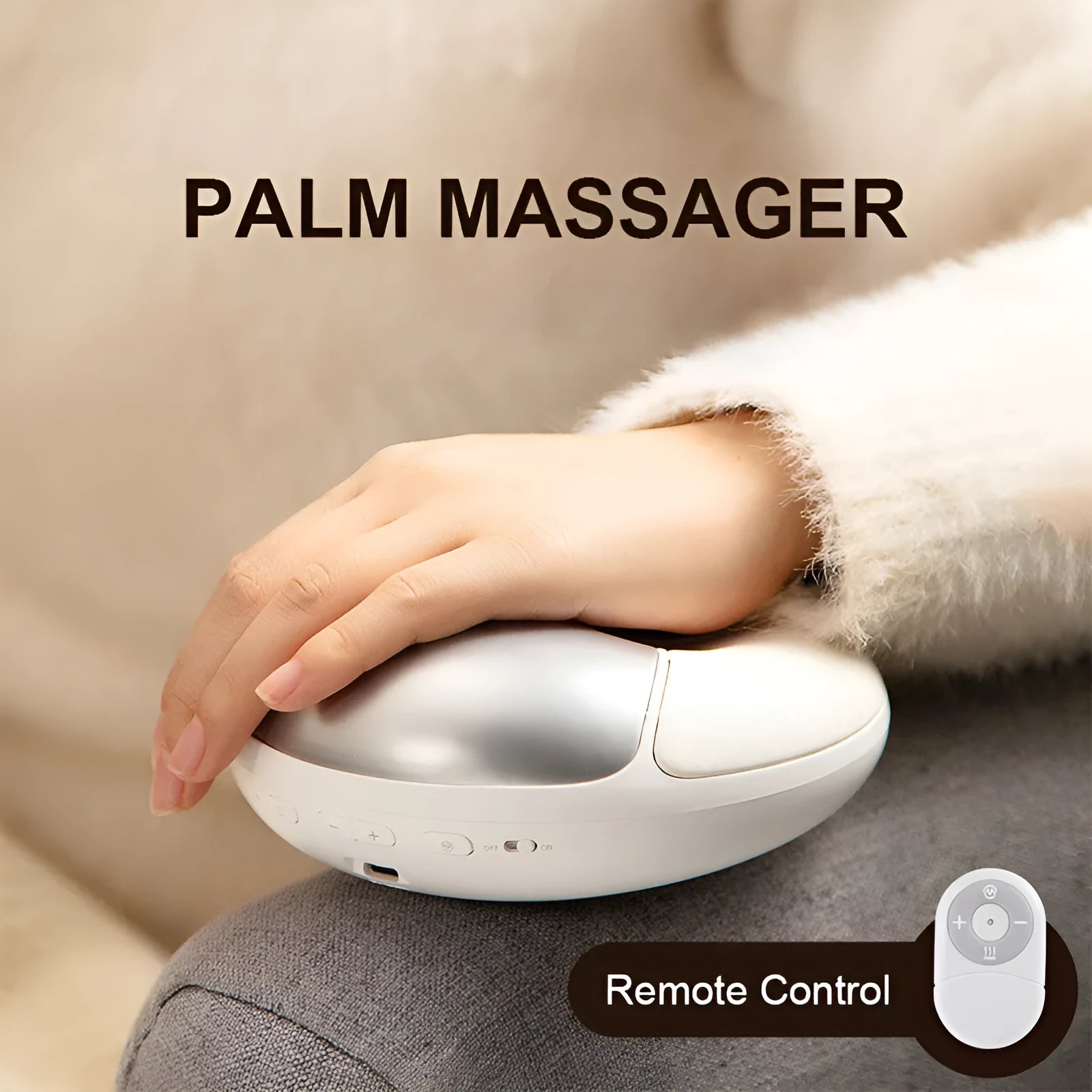 Smart electric hand massager in white with heating and pulse therapy functions for hand fatigue relief