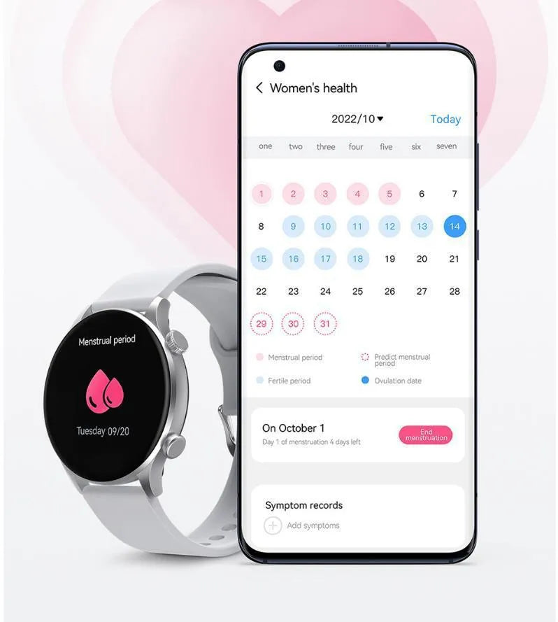 Black Bluetooth smartwatch with AMOLED display showing heart rate and blood oxygen metrics