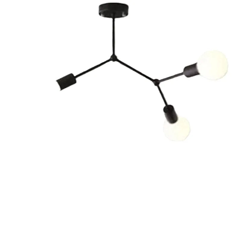 Nordic style iron chandelier ceiling lamp with multiple light heads in black or white.
